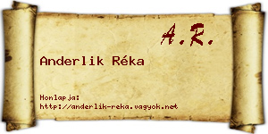 Anderlik Réka névjegykártya